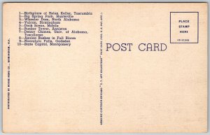 ALABAMA 1940s Linen Map Curt Teich Postcard