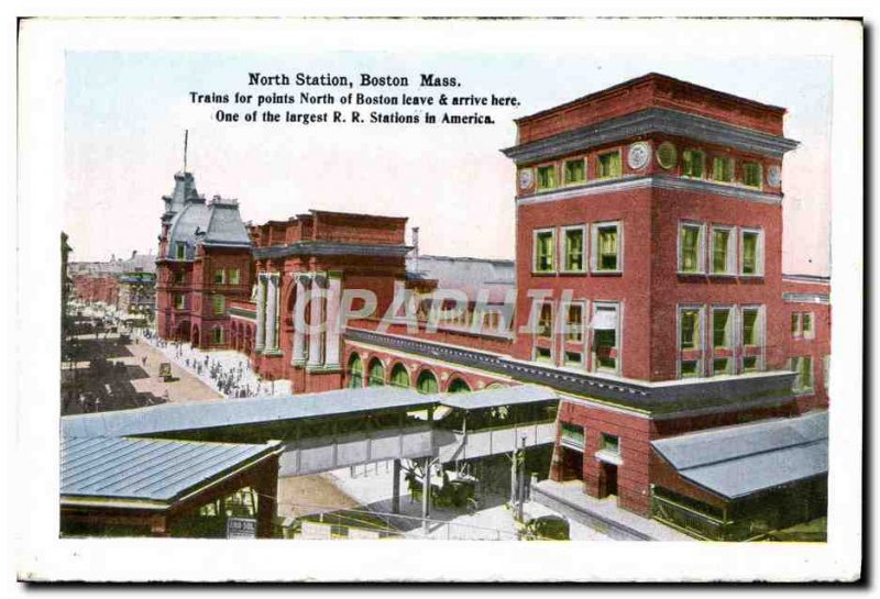 Old Postcard Old State House Boston Mass North station
