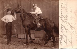 Horses Man On Horseback Real Photo