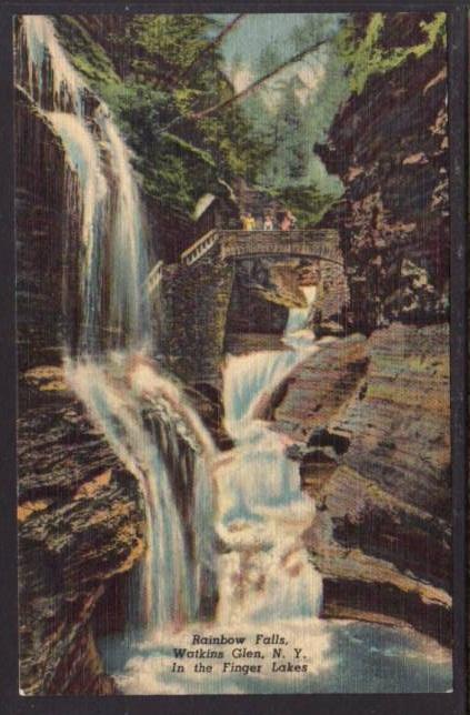 Rainbow Falls Watkins Glen NY Postcard 4252