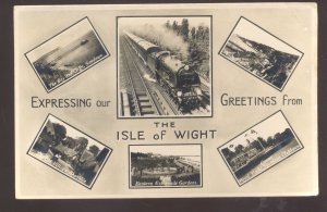 GREETINGS FROM THE ISLE OF WIGHT RAILROAD DEPOT TRAIN VINTAGE POSTCARD