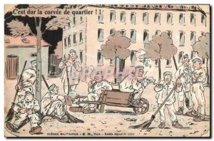 Old Postcard Wheelbarrow C & # 39est tough neighborhood chore Army