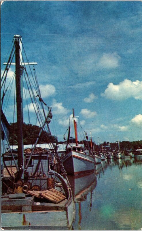 Picturesque Shrimp Boats Estero Island Fort Myers Beach Postcard VTG UNP Vintage 