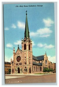 Vintage 1940's Postcard Holy Name Cathedral N. Wabash Ave Chicago Illinois