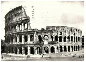 Coliseum Rome RPPC Postcard Capitol Bell Tower Stamp w / Posted 1956 Old Cars