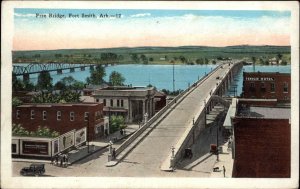 FORT SMITH AR Free Bridge Bird's Eye View c1920 Postcard