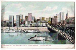 Smithfield St. Bridge, City Skyline. Pittsburg PA