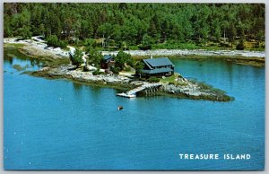 Vtg East Boothbay Maine ME Treasure Island The Inn with a Bridge View Postcard