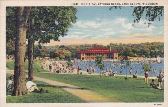 Wisconsin Lake Geneva Municipal Bathing Beach Curteich