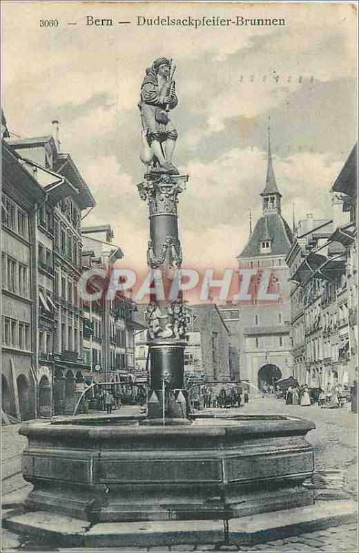 Old Postcard Bern Brunnen Dudelsackpfeifer