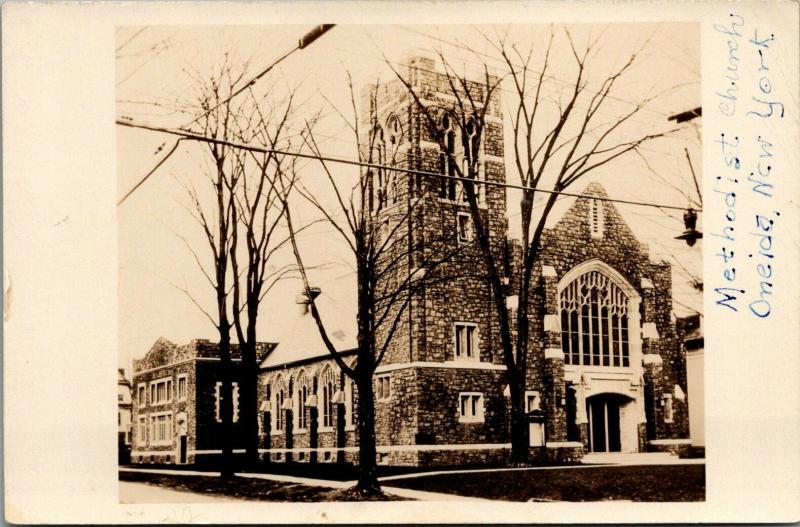 Oneida New York~Methodist Church~1930s Real Photo Postcard~RPPC 