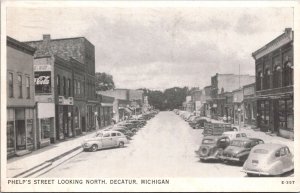 Postcard Phelp's Street Looking North in Decatur, Michigan