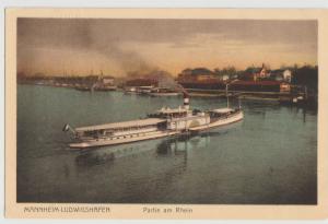 GERMANY STEAMER SHIP mannheim ludwigshaffen Postcard Rhein River