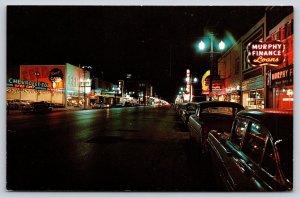 Kansas City Kansas~Minnesota Avenue Neon Night Lights~Feld Chevrolet~1950s Cars