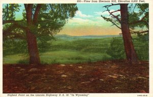 Vintage Postcard View From Sherman Hill Highest Point On Lincoln Highway Wyoming