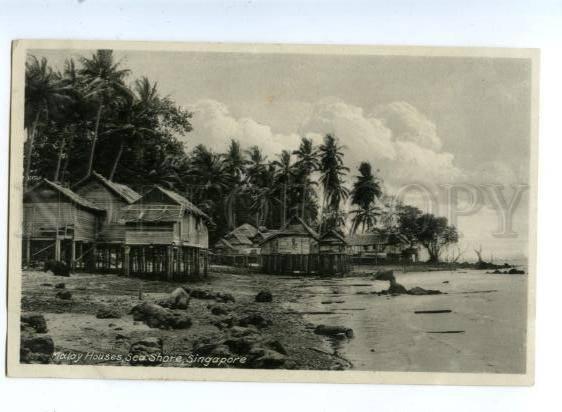 151567 SINGAPORE MALAY Houses Sea Shore Vintage postcard