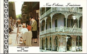 Postcard New Orleans - Pirate's Alley and Royal Street