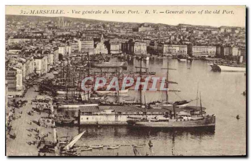 Old Postcard Marseille general view of the Old Port