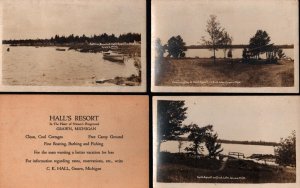 RPPC Real Photo Postcard - Lot of 3 + 1 Cover  of Hall's Resort  Grawn, Michigan