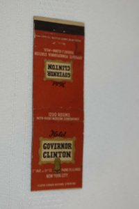 Hotel Governor Clinton New York 20 Strike Matchbook Cover