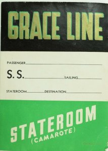 1940's-50's Grace Cruise Line Luggage Label Original E19