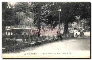 Old Postcard Bordeaux a public garden Allee the Iron Bridge