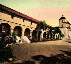 Santa Barbara Mission California CA Hand-Colored UNP 1910s DB Postcard Unused