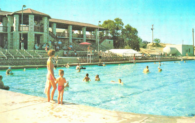 Ft. Stockton TX Camp Site of The Comanche Indians Swimming Pool Postcard