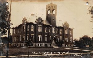 F96/ West Lafayette Ohio RPPC Postcard c1910 High School Building 3