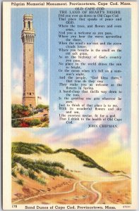 Pilgrim Memorial Monument Provincetown Cape Cod Massachusetts MA Postcard