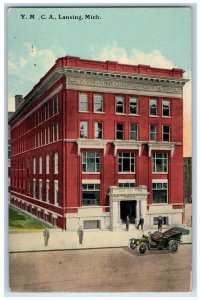 1915 Y.M.C.A. Exterior Building Classic Car Lansing Michigan MI Vintage Postcard