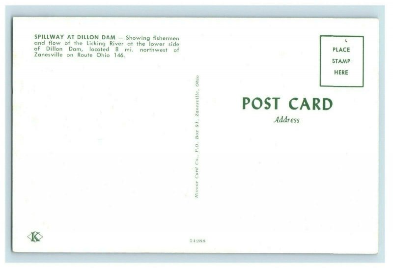 Vintage Post Card Spillway at Dillon Dam Zanesville, Ohio P18