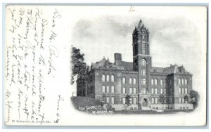 1909 High School Exterior Building St. Joseph Missouri Vintage Antique Postcard