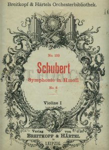 434515 Schubert Symphonie in Hmoll Old musical notes by violinist Ilya Shpilberg