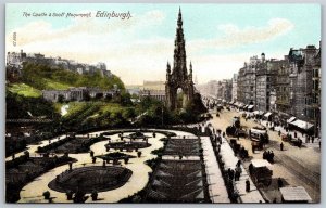 Vtg Edinburgh Scotland The Castle & Scott Monument 1910s View Old Postcard