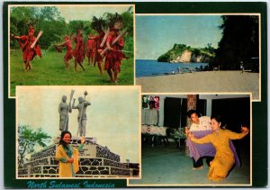 VINTAGE CONTINENTAL SIZE POSTCARD TOAR LUMIMUUT STATUE AND PARK VIEWS INDONESIA