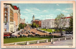 Pennsylvania Avenue From Treasury Building Washington D.C. Postcard