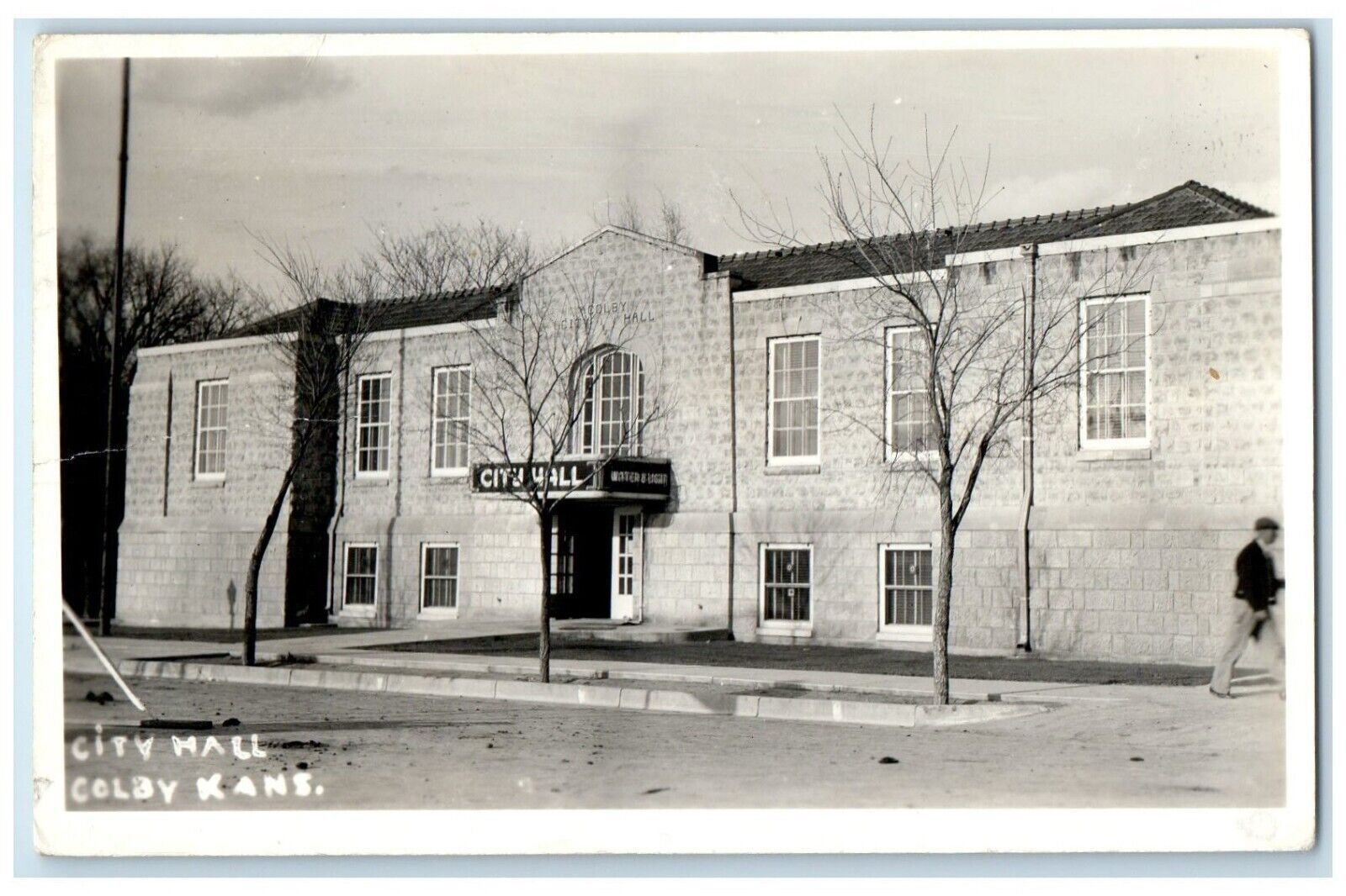 1941 City Hall Building Street View Colby Kansas KS RPPC Photo Vintage