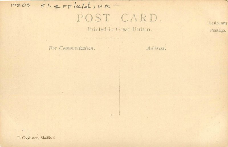 1920s Sheffield UK Hollow Meadow Dams Wyming New Road Postcard RPPC 24-10712