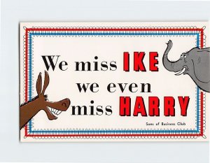Postcard We miss Ike we even miss Harry, Sons of Business Club, Comic Art Print