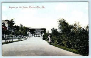 KANSAS CITY, Missouri MO ~ PAGODA on the Paseo Street Scene c1900s UDB Postcard