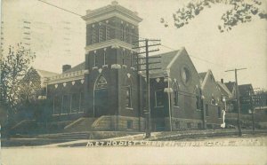 Herrington Kansas Methodist Church 1907 RPPC Photo Postcard 20-6444