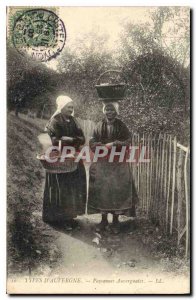 Old Postcard Folklore Auvergne Types Peasant Autergnates