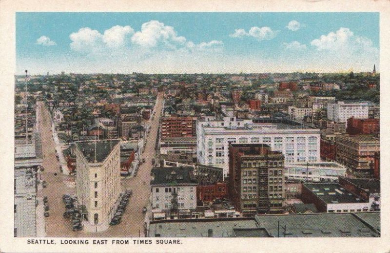 Postcard Looking East from Times Square Seattle WA