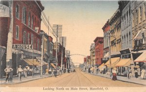 J42/ Mansfield Ohio Postcard c1910 North on Main Street Stores 322