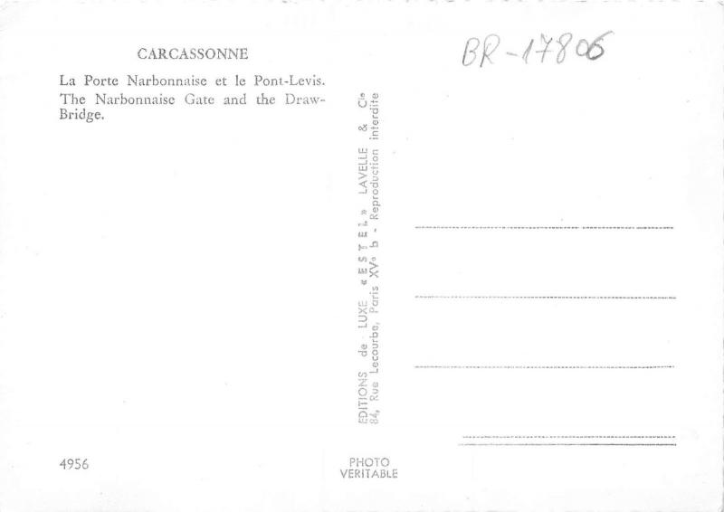 BR17806 Carcassonne La porte narbonnaise et le Pont Levis    france