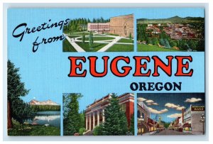 Greetings From Eugene Oregon OR, Multiview Unposted Vintage Postcard 