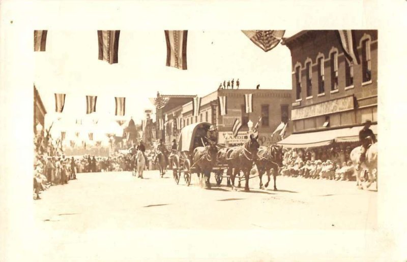 Cheyenne Wyoming 1937 Frontier Days Parade horses wagons real photo pc BB1754