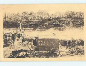 c1915 Military RED CROSS WWI WAGON Bruxelles - Brussels Belgium hJ6659