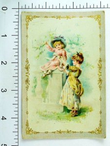 Adorable Cute Kids Fancy Fleischmann & Co Victorian Trade Card P74 